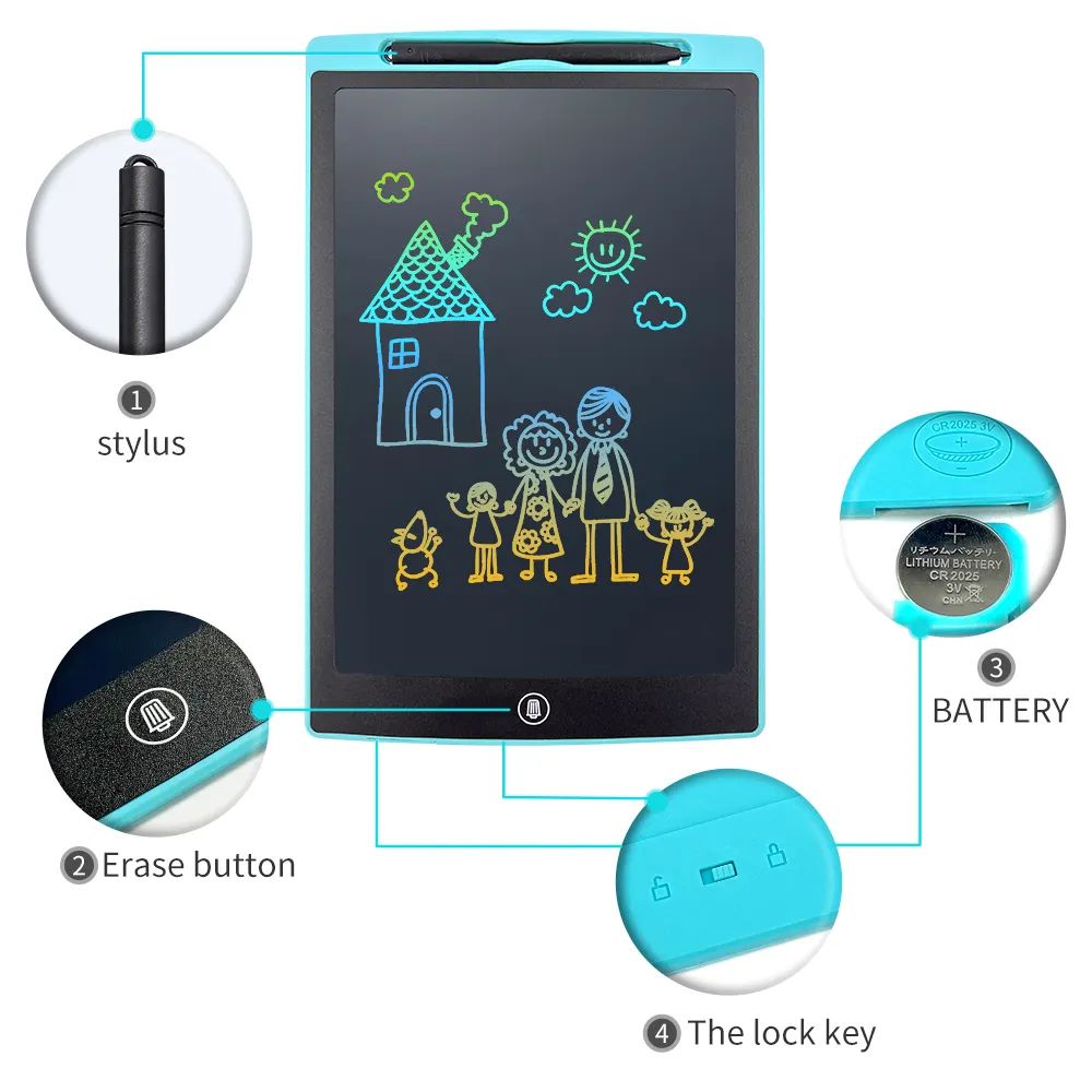 12 Inch LCD Writing Tablet, Electight Colorful Doodle Board, Eye Protection Drawing Board with Lock & Erase FUNC, Birthday Gifts and Toys for 3-8 Year Old Boys and Girls