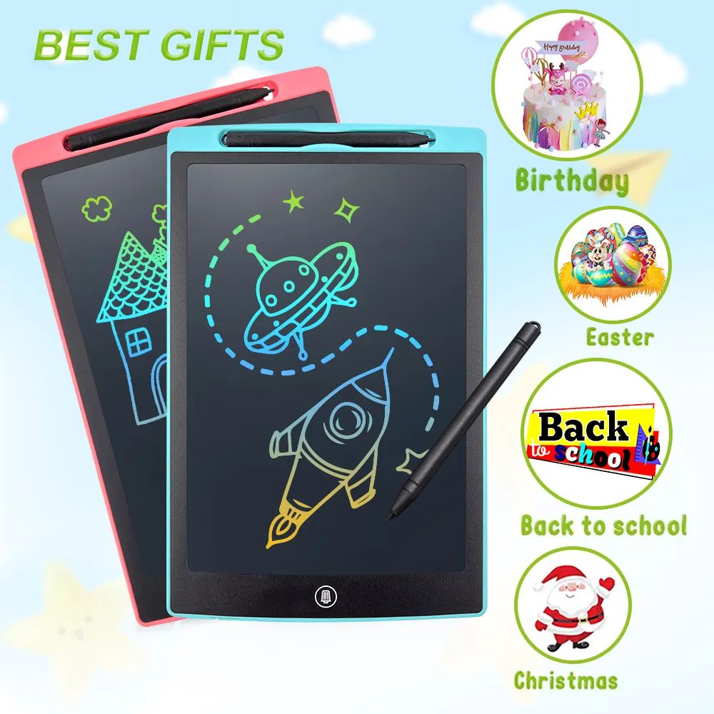 12 Inch LCD Writing Tablet, Electight Colorful Doodle Board, Eye Protection Drawing Board with Lock & Erase FUNC, Birthday Gifts and Toys for 3-8 Year Old Boys and Girls