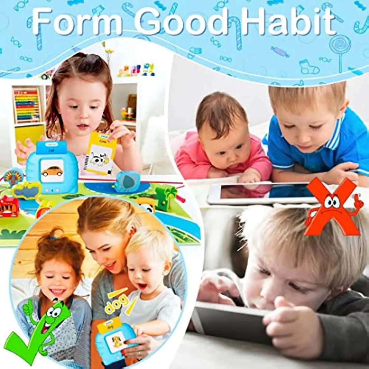 Sprechende Lernkarten, frühes Lernspielzeug, für Babys, Jungen, Mädchen, Vorschule, Lernen, Lesemaschine, interaktives Geschenk