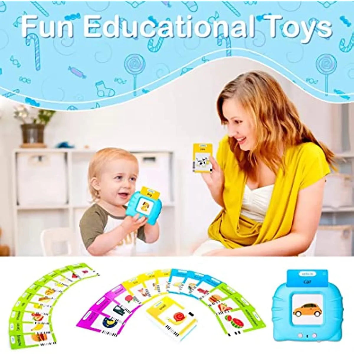 Sprechende Lernkarten, frühes Lernspielzeug, für Babys, Jungen, Mädchen, Vorschule, Lernen, Lesemaschine, interaktives Geschenk