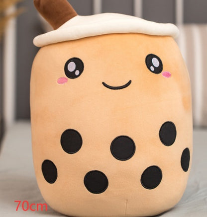 Cute Fruit Drink Plush Stuffed Soft Strawberry Milk Tea Plush Boba Tea Cup Toy Bubble Tea Pillow Cushion Kids Gift