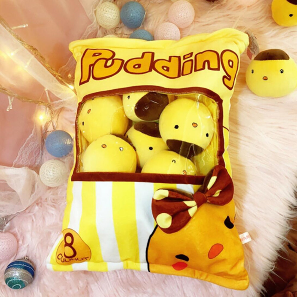 Plush Toy, Snack Bag Plush Toy Super Soft Cute Animal Pillow Throw Pillow With 8 Pack of mini dolls Cartoon Cookie Plush Toy Delicious Food Package, for Girlfriend Kids Boys Girls Birthday Gift