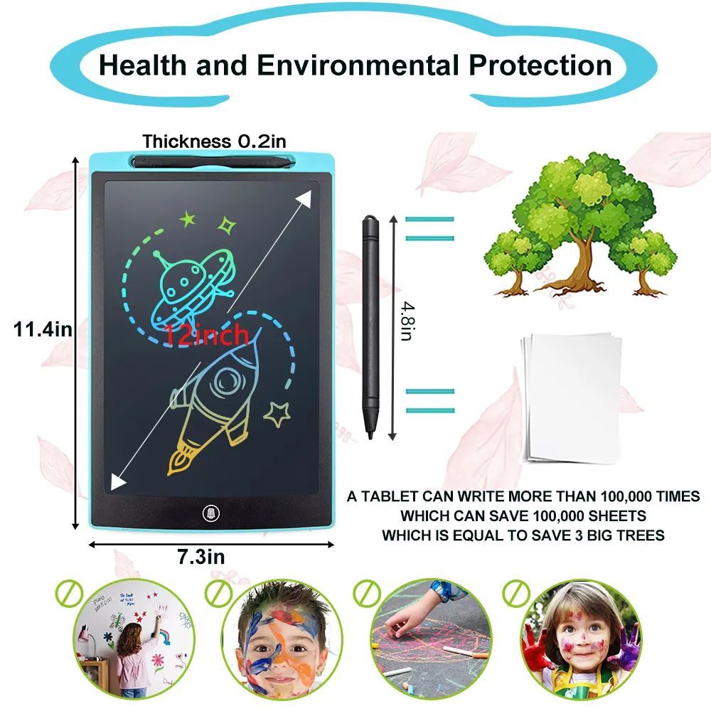 12 Inch LCD Writing Tablet, Electight Colorful Doodle Board, Eye Protection Drawing Board with Lock &amp; Erase FUNC, Birthday Gifts and Toys for 3-8 Year Old Boys and Girls