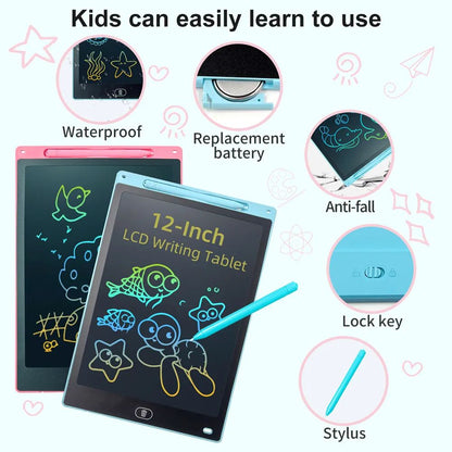 12 Inch LCD Writing Tablet, Electight Colorful Doodle Board, Eye Protection Drawing Board with Lock &amp; Erase FUNC, Birthday Gifts and Toys for 3-8 Year Old Boys and Girls