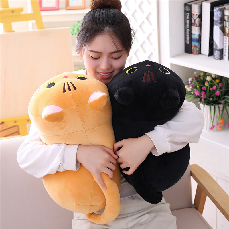 Cute Cat Plush Long Body Pillow Cuddle Cartoon Stuffed Animals Cat Plushie Soft Doll Pillows Gifts for Kids Girls