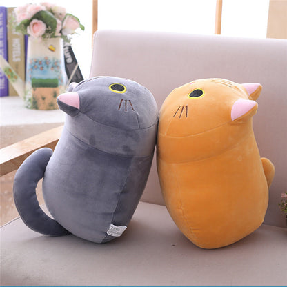 Cute Cat Plush Long Body Pillow Cuddle Cartoon Stuffed Animals Cat Plushie Soft Doll Pillows Gifts for Kids Girls