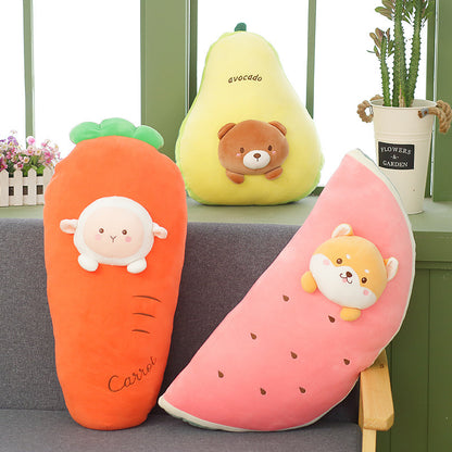 Cute Banana Pillow Carrot Doll Fruit Plush Toy Stuffed Animal Cute Fruit Plushie Hugging Pillow Long Plush Toys Sleeping Doll Gift for Birthday, Valentine, Christmas