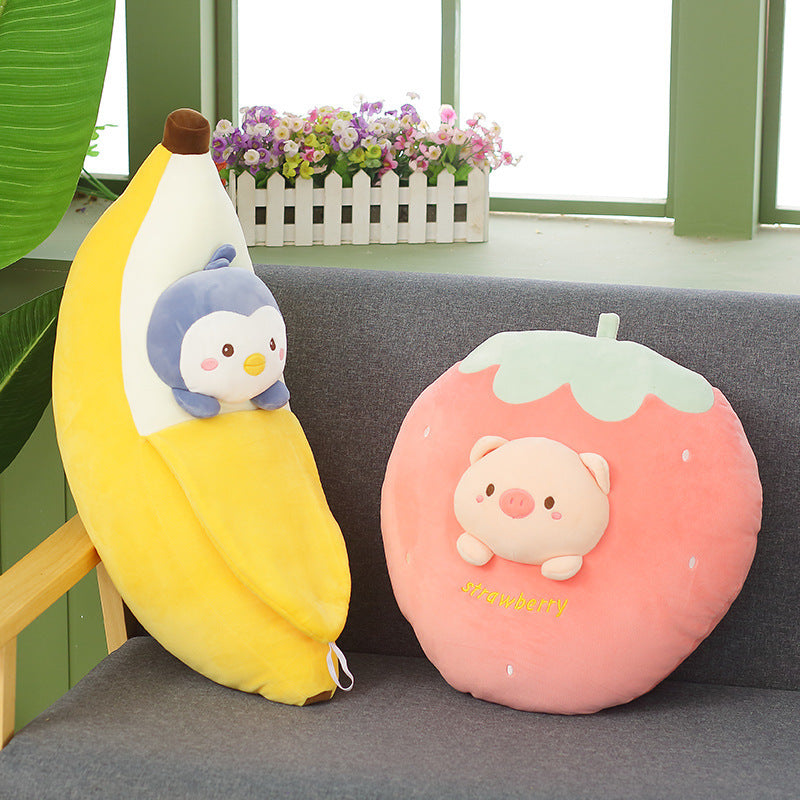 Cute Banana Pillow Carrot Doll Fruit Plush Toy Stuffed Animal Cute Fruit Plushie Hugging Pillow Long Plush Toys Sleeping Doll Gift for Birthday, Valentine, Christmas