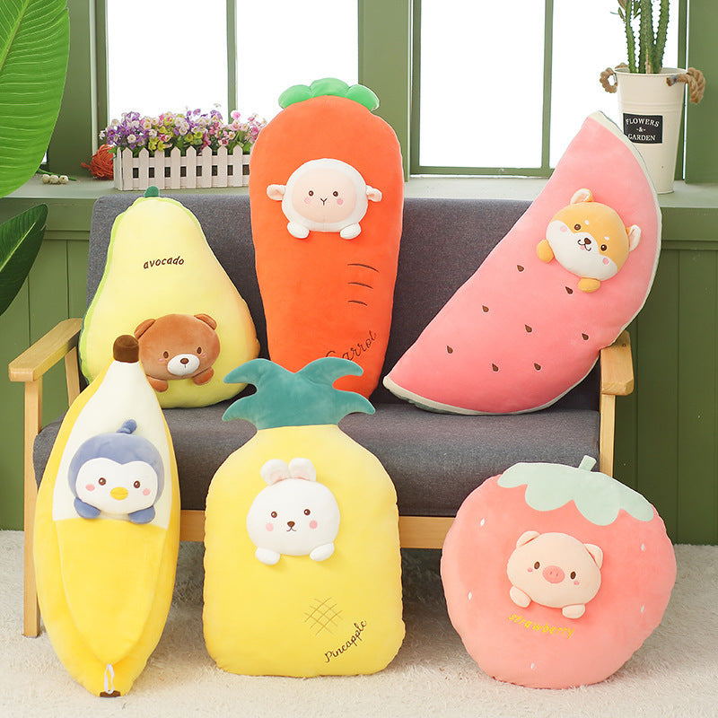 Cute Banana Pillow Carrot Doll Fruit Plush Toy Stuffed Animal Cute Fruit Plushie Hugging Pillow Long Plush Toys Sleeping Doll Gift for Birthday, Valentine, Christmas