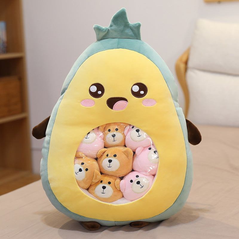 Kawaii Plush Pillow Cushion Cute Snack Bag Pillow with Mini Soft Pudding Plush Stuffed Animal Fluffy Hugging Pillow Home Decorative Cushion Novelty Gift