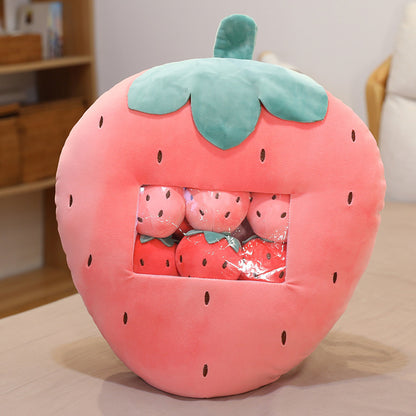 Kawaii Plush Pillow Cushion Cute Snack Bag Pillow with Mini Soft Pudding Plush Stuffed Animal Fluffy Hugging Pillow Home Decorative Cushion Novelty Gift