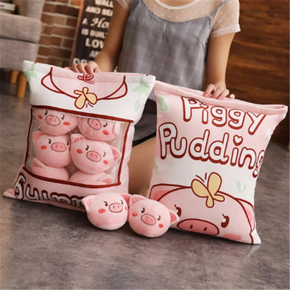 Plush Toy, Snack Bag Plush Toy Super Soft Cute Animal Pillow Throw Pillow With 8 Pack of mini dolls Cartoon Cookie Plush Toy Delicious Food Package, for Girlfriend Kids Boys Girls Birthday Gift