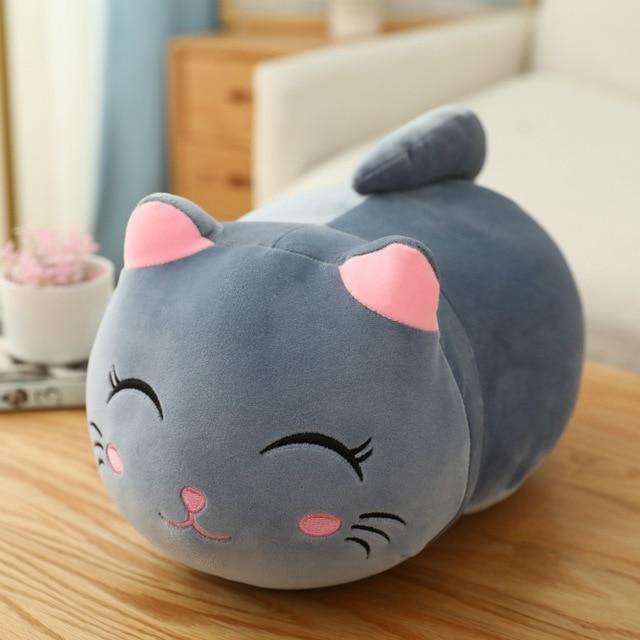 Cute Cat Plush Long Body Pillow Cuddle Cartoon Stuffed Animals Cat Plushie Soft Doll Pillows Gifts for Kids Girls