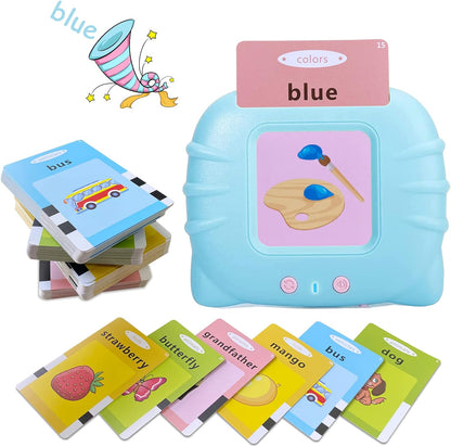 Talking Flash Cards Educational Toys - Talking Flashcards Learning Toys for Toddlers - Montessori Toys Flash Cards for Age 2 3 4 5 6 - Blue