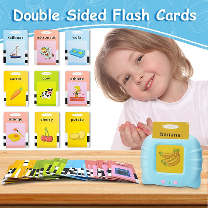 Talking Flash Cards Educational Toys - Talking Flashcards Learning Toys for Toddlers - Montessori Toys Flash Cards for Age 2 3 4 5 6 - Blue