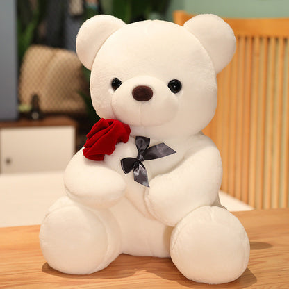 23-45cm New Lovely Hug Roses Teddy Bear Plush Pillow Stuffed Soft Animal Dolls Nice Birthday Gift Girlfriend Valentine&