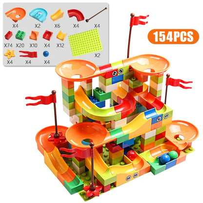 77-308PCS Marble Race Run Big Block Compatible city Building Blocks Funnel Slide Blocks DIY Big Bricks Toys For Children gift