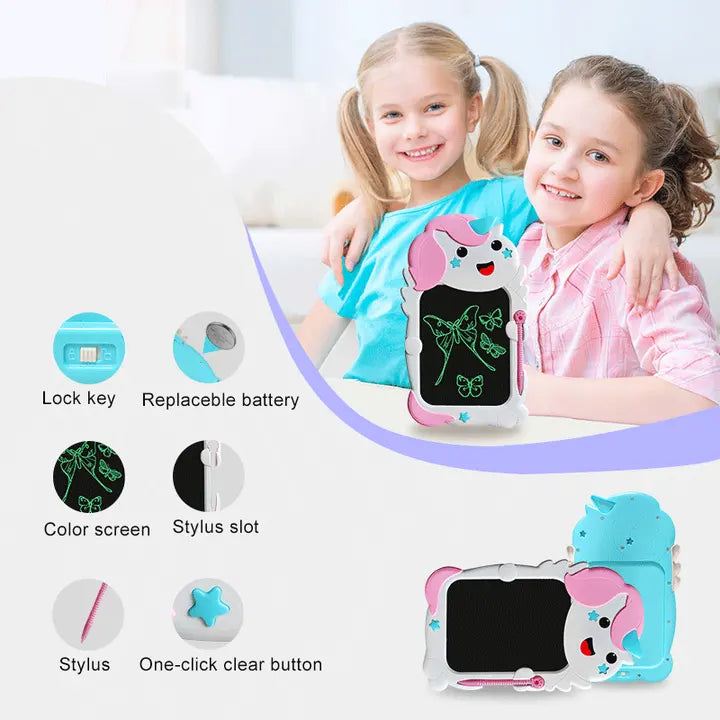 8.5inch LCD doodle board Drawing Board, Cartoon Unicorn Writing Tablet for kids