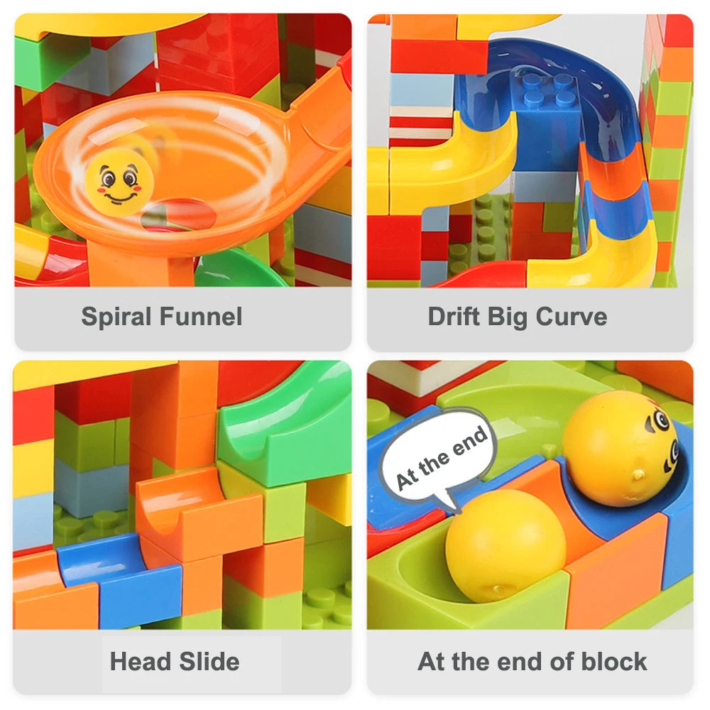 84-504PCS Small Size Marble Race Run Blocks Maze Ball Track Building Blocks Funnel Slide Blocks Educational Toys for Children