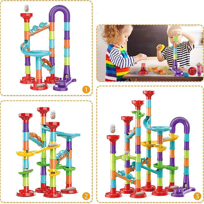 Marbles Run Catapult Track Building Blocks Slide Beads Educational Toys Children Gift Race Balls Toy Marble Track Race Set