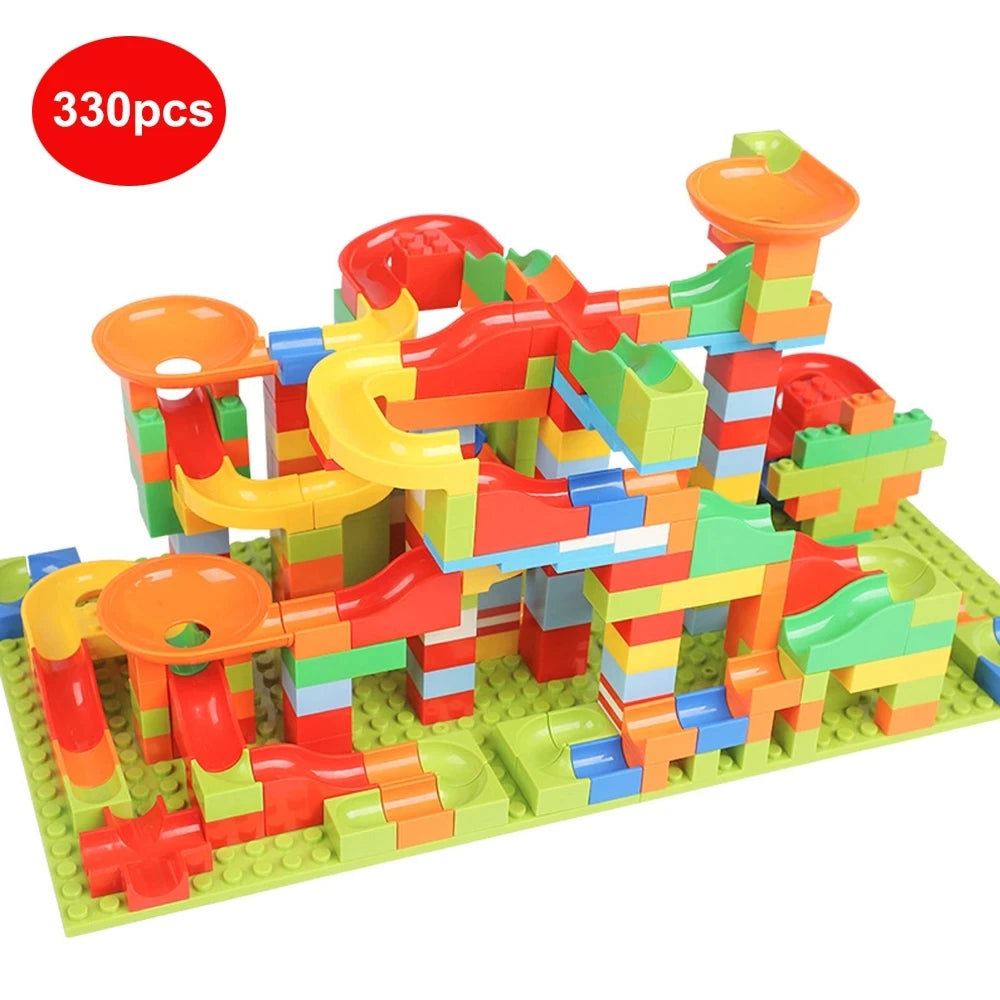 84-504PCS Small Size Marble Race Run Blocks Maze Ball Track Building Blocks Funnel Slide Blocks Educational Toys for Children