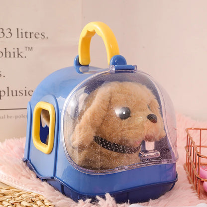 Children Pretend Play Pet Care Set Simulation Electric Plush Stuffed Dog Cat Rabbit Toy Walking Barking Education Toys for Girls