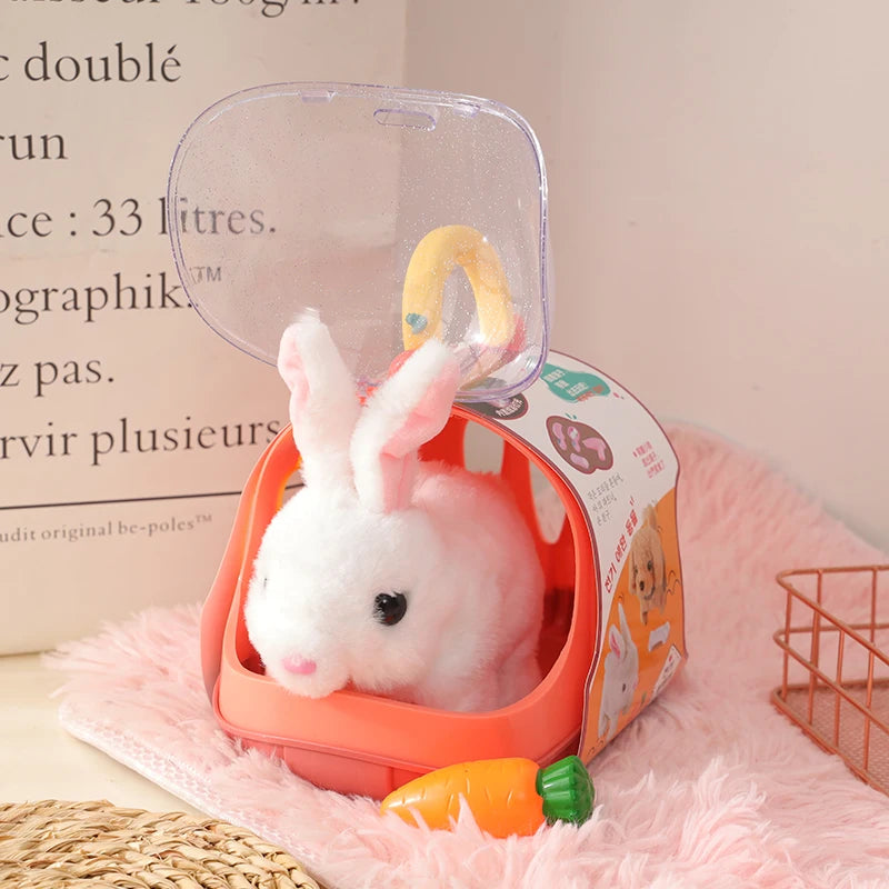 Children Pretend Play Pet Care Set Simulation Electric Plush Stuffed Dog Cat Rabbit Toy Walking Barking Education Toys for Girls