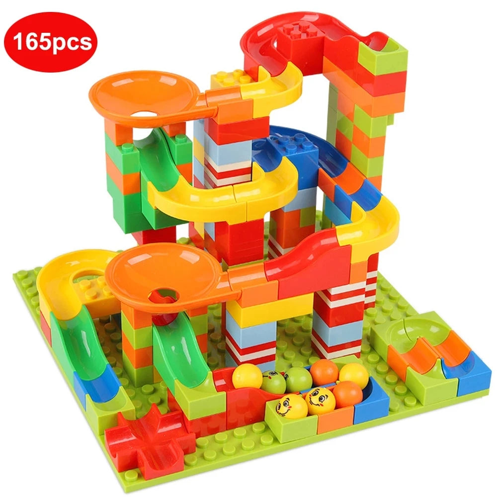 84-504PCS Small Size Marble Race Run Blocks Maze Ball Track Building Blocks Funnel Slide Blocks Educational Toys for Children