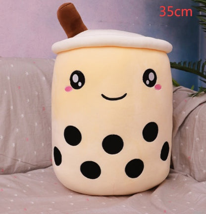 Cute Fruit Drink Plush Stuffed Soft Strawberry Milk Tea Plush Boba Tea Cup Toy Bubble Tea Pillow Cushion Kids Gift