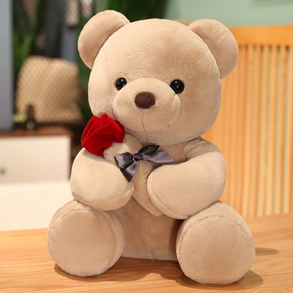 23-45cm New Lovely Hug Roses Teddy Bear Plush Pillow Stuffed Soft Animal Dolls Nice Birthday Gift Girlfriend Valentine&