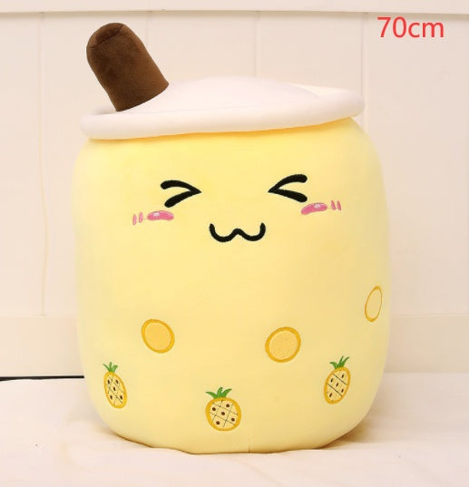 Cute Fruit Drink Plush Stuffed Soft Strawberry Milk Tea Plush Boba Tea Cup Toy Bubble Tea Pillow Cushion Kids Gift